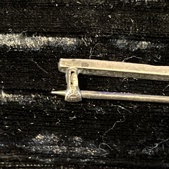 Antique Art Deco Sterling Allco Pink Enamel Rhinestone Bar Pin Brooch - Picture 6 of 8